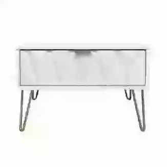 Diamond 1 Drawer Midi Bedside Chest Gold Legs In White or Pink or Blue or Grey